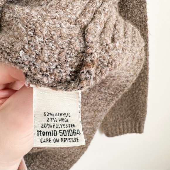 L.L. Bean Tan Taupe Marled Cowl Neck Sweater Sz Medium - Picture 4 of 9